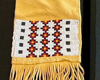 Native American Beaded Leather Tobacco Bag