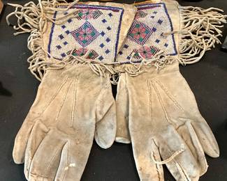 Native American Beaded Buckskin Gloves