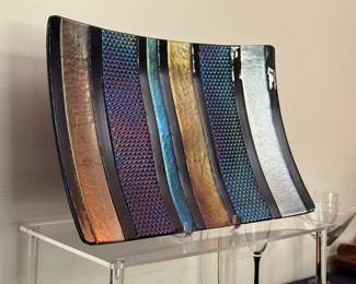 hand- blown stained glass artisan made plate