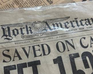 1912 New York American Newspaper w/Titanic News Headline