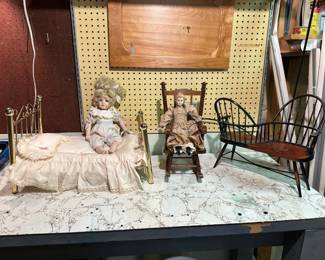 Porcelain Dolls and furniture