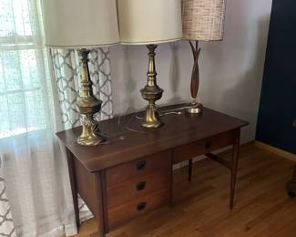 Mid Century style desk and lamps
