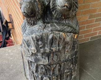 'Welcome to Wayne's World' Carved Wood Bears 