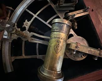 Antique nautical sextant 8" with wood box 