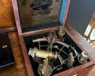 Antique nautical sextant 8" with wood box 
