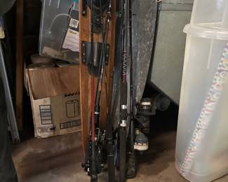 Water skis and fishing gear