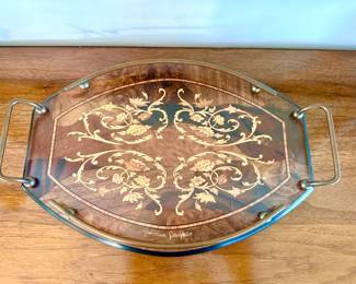 Beautiful inlaid wood tray.