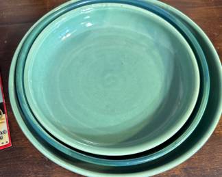 Set of pottery stacking bowls.