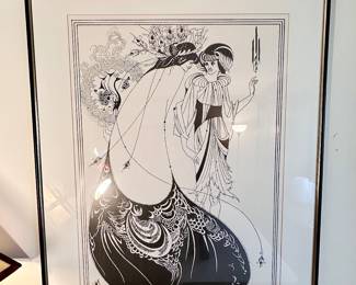 The Peacock Skirt by Aubrey Beardsley framed poster.