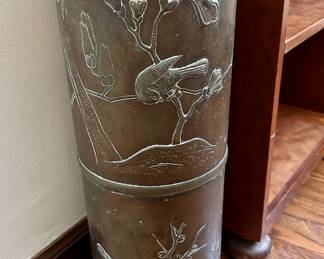Antique Japanese copper umbrella stand.