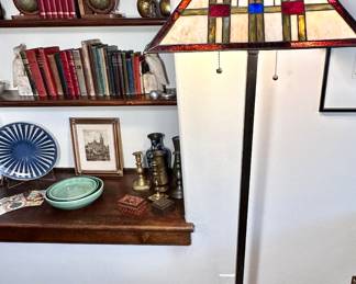 Craftsman style leaded glass floor lamp.