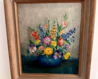 Pretty floral oil painting.
