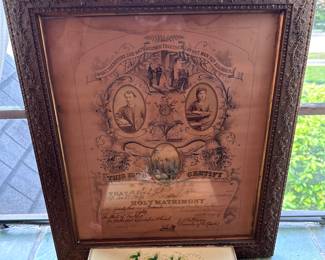 Antique marriage certificate.