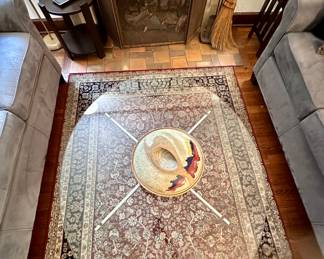 Modern chrome and glass coffee table.