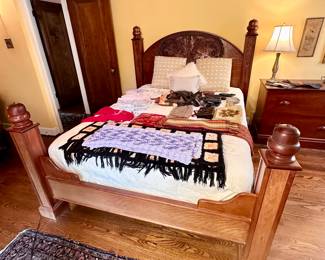 One of a kind gorgeous queen hand carved bed by Stack Woodworks.