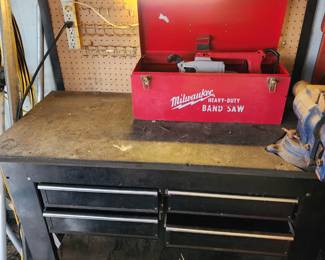 KOBALT steel work bench & MILWAUKEE band saw w/ case