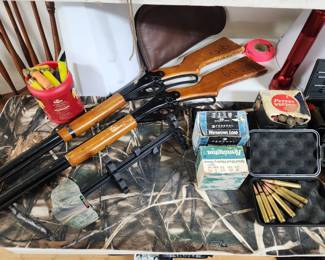 More shotgun shells and a pair of Daisy lever action BB guns