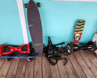 skateboards and outside toys