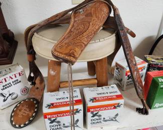 Leather holster and belt, Winchester 16ga shotgun shells