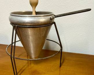 Vintage Aluminum Strainer w/Stand