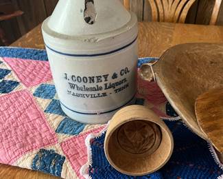 Butter mold 
J Cooney & Co whiskey jug Nashville Tn
