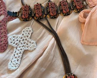 1960 Carved stone necklace and bracelet 