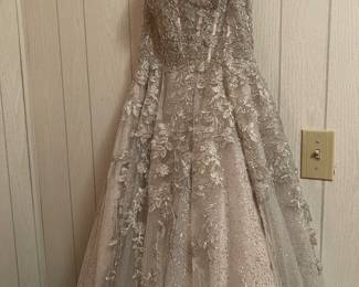 Sequin and irredecent stone prom dress 