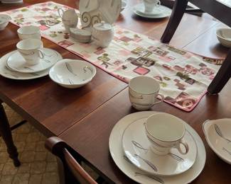 Drop leaf dining room suite 
Noritake China dish set Japan 