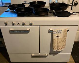 1950’s -60’s enamel stove (eyes in drawer)