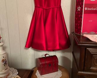 Red satin party dress 