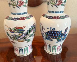 Franklin Mint Dance of the Celestial Dragon Porcelain Vase & the Journey of the Heavenly Tortoise.