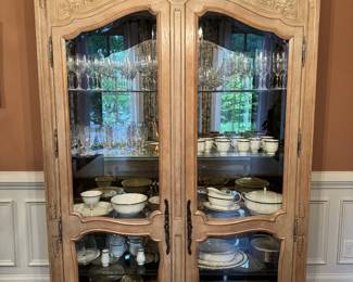 Gorgeous French Country Style Lighted China Cabinet