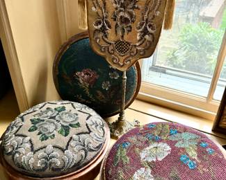 Victorian era beaded footstools  - circa 1840/s