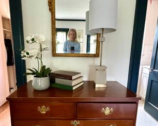 Friedman Brothers mirror, superb chest, marble lamp