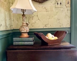 faux bois mirror, cheese sleigh, drop leaf table 