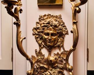 Italian Reproduction Bronze 2 Light Bacchus Sconces