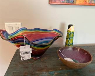 Multicolor Centerpiece Bowl, Bohemian family vase, Glazed Ceramic Bowl
