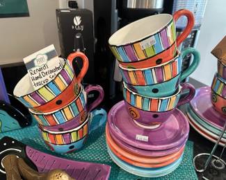 Renadi hand decorated cups and saucers set