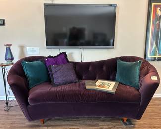 Bravia TV, Decorative Pillows, Contemporary Tufted Purple Sofa