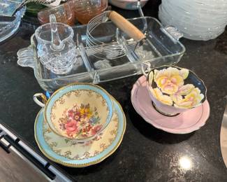 Aynsley Tea Cup, Glass Trays