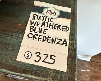 Rustic weathered blue credenza