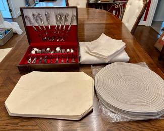 Flatware and tablecloth