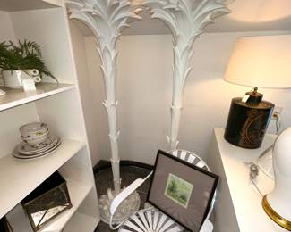 Manner of Serge Roche floor lamps (one has a crack)