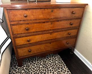 Finest Period Tiger Maple 4 Drawer Chest we have had in years! Circa 1840-1850