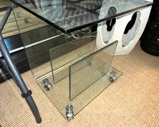 Glass Rolling magazine cart
