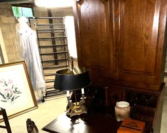 fine bookcase, desk (basement)