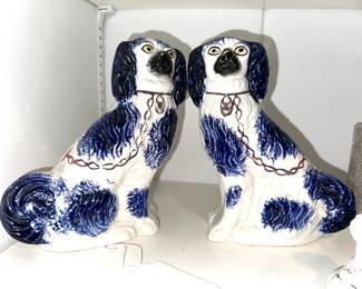 Antique BLUE Staffordshire Dogs