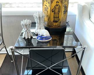 Glass and Chrome Square Table