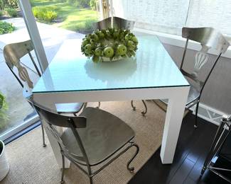 Fine Square Lacquered Grass Cloth Table