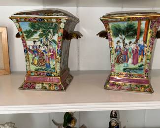 Pair of 19thC Chinese Export Bough Pots, repairs